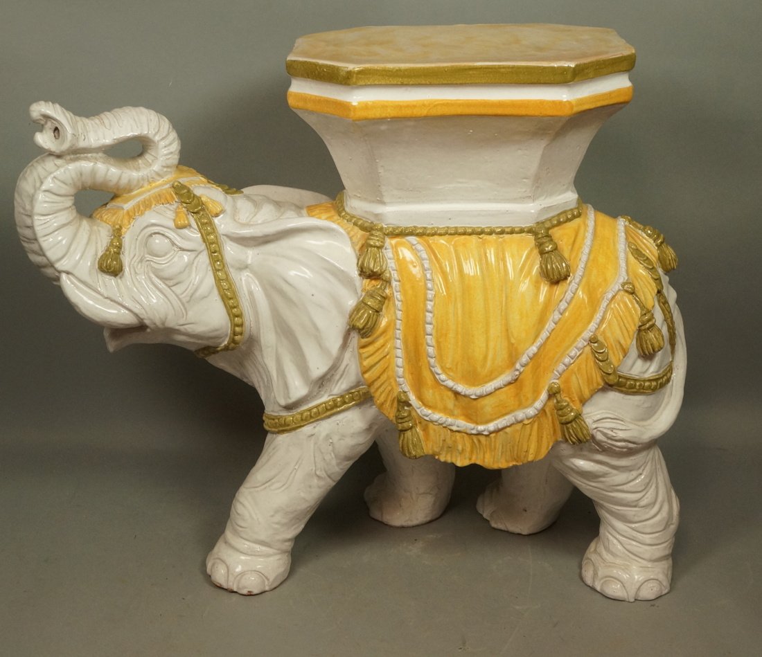 Large Ceramic Elephant Side Table Italian Heav