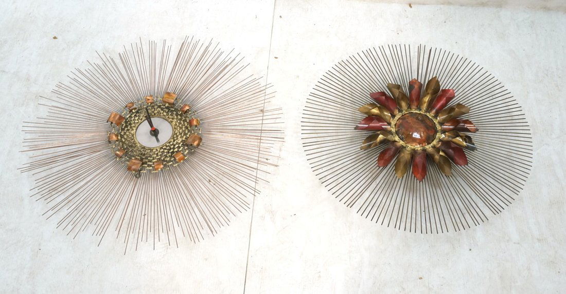 2pcs Brutalist Mixed Metal Wall Sculpture Clock. (1 of 9)