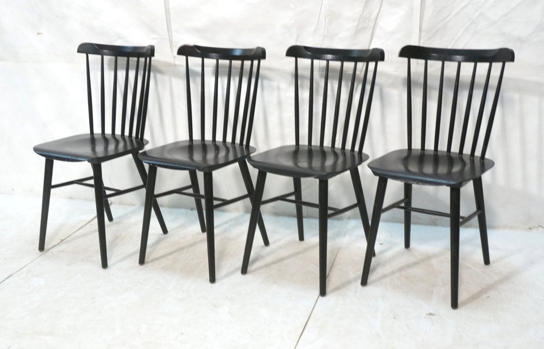 Set 4 Black Swedish style Modernist Dining Chairs (1 of 9)