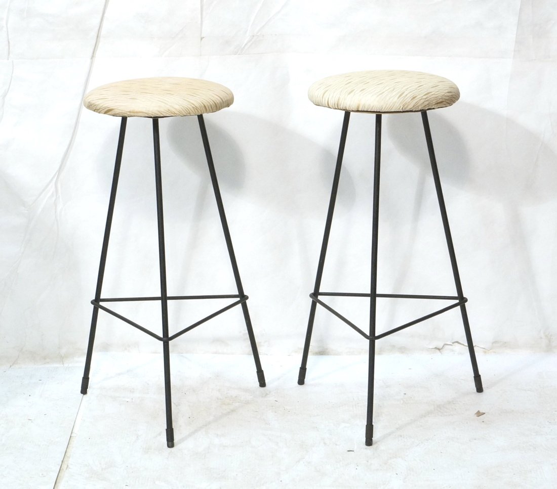 Pr Hairpin Iron Bar Stools. Three Legged retro We (1 of 9)