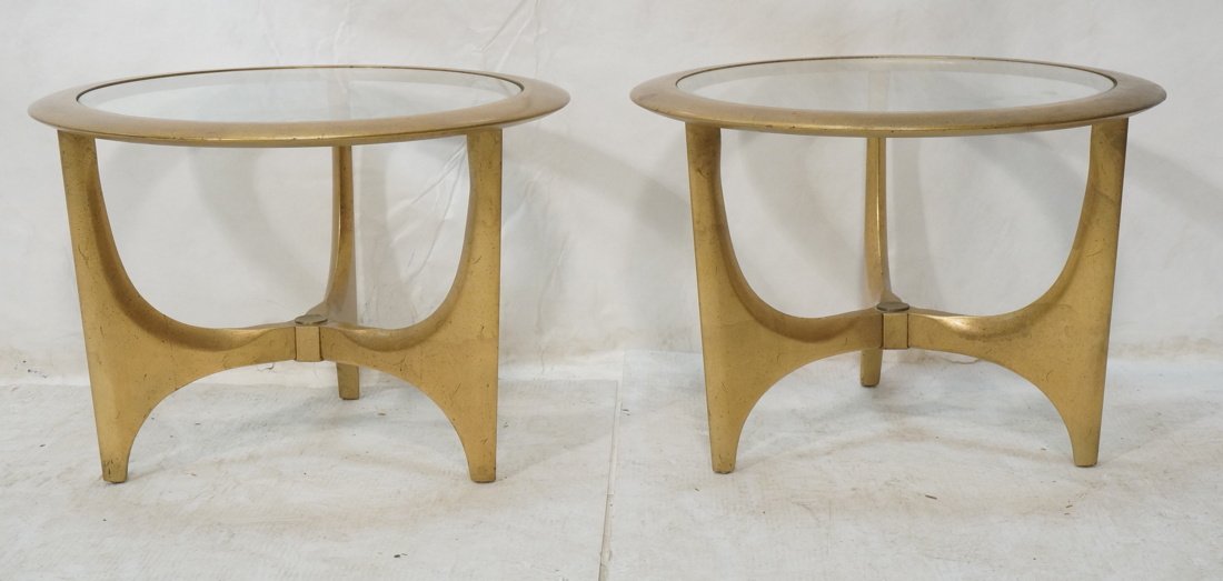 Pr Gold Gilt Wood Side Tables. Modernist. Inset G (1 of 8)