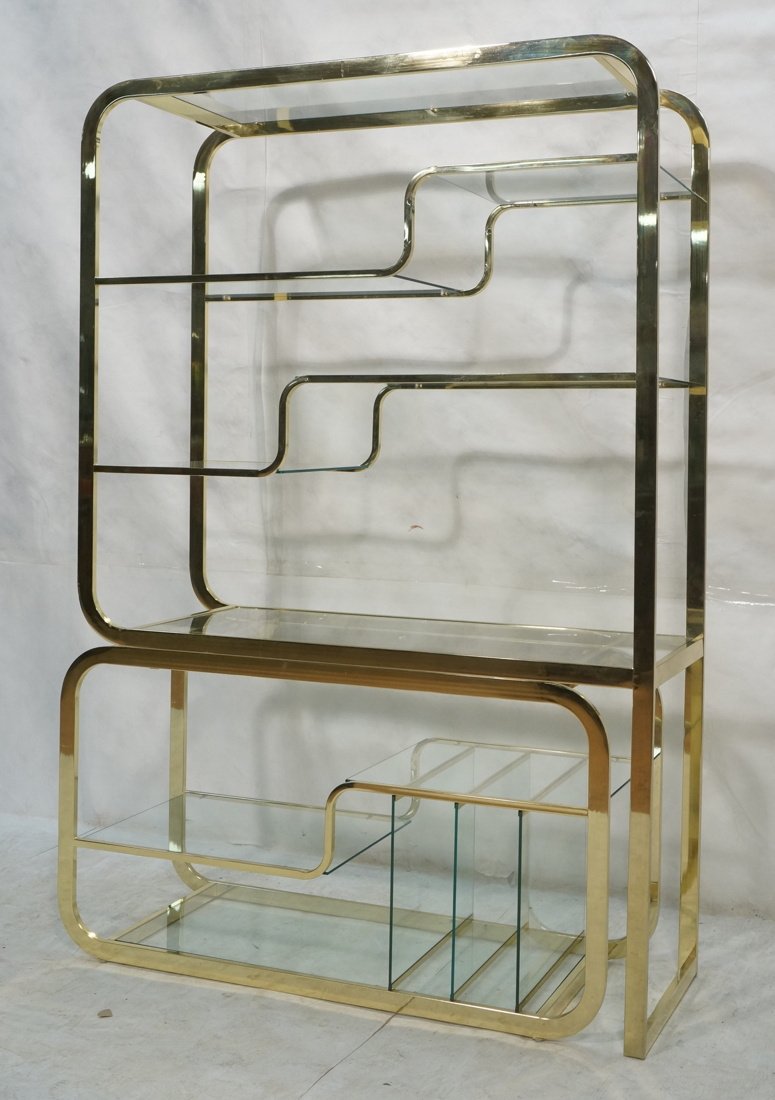 DIA Brass tone Milo Baughman style Etagere. Glass (1 of 7)