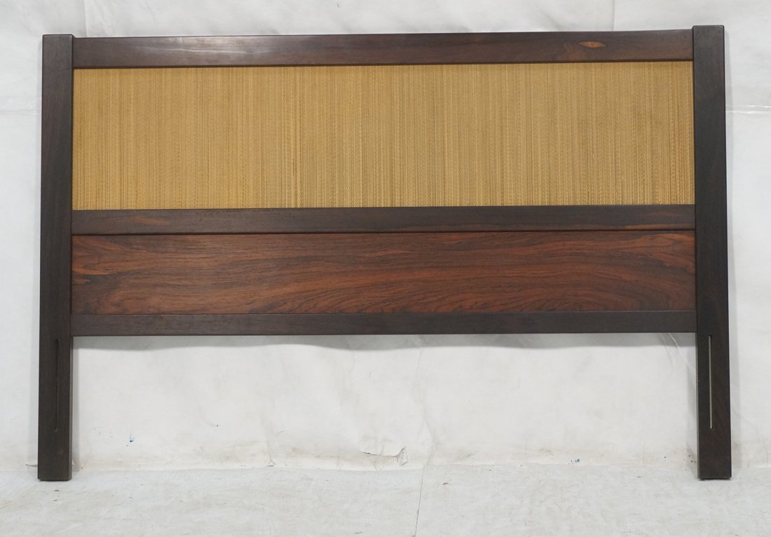 Rosewood & Woven Rattan Modernist Headboard. Head: Rosewood & Woven Rattan Modernist Headboard. Headboard only. -- Dimensions: H: 36 inches: W: 55 inches ---