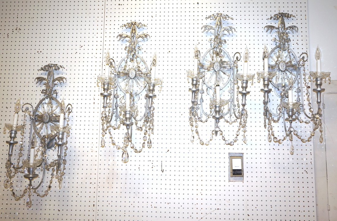 Set 4 Vintage Silvered Wall Sconces. Prisms. Each (1 of 9)
