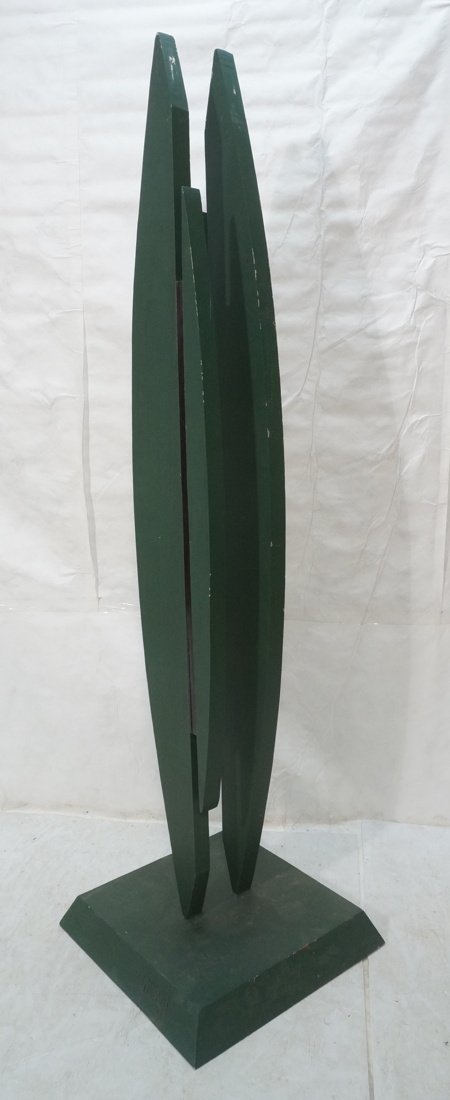 Signed WILSON 80. Green Painted Metal Tall Sculpt (1 of 9)