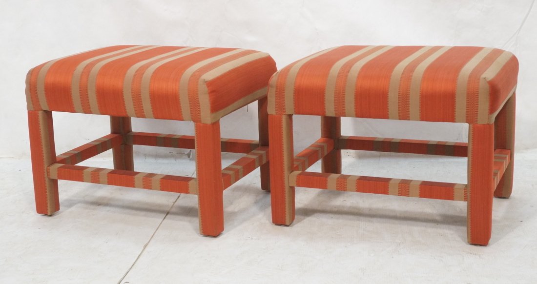 Pr Upholstered Stools Benches. Parson style. ERWI (1 of 8)