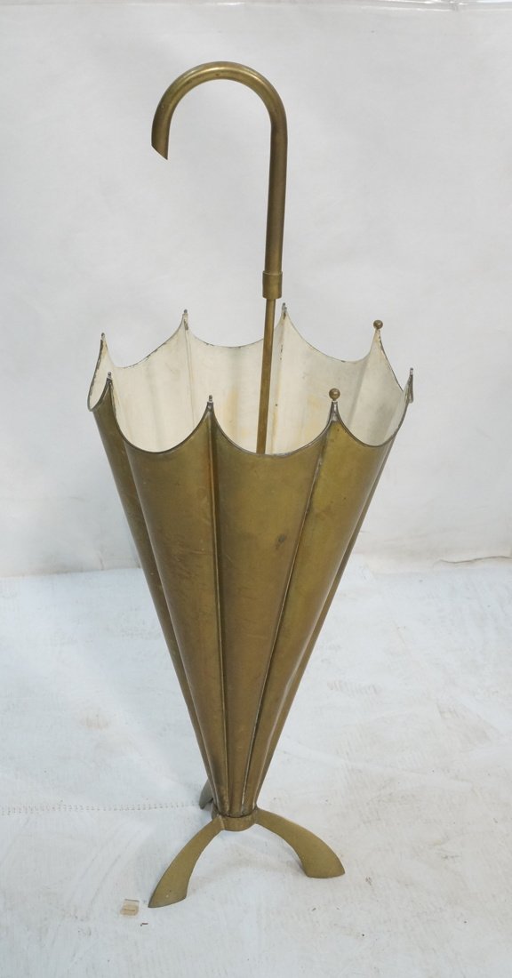 Italian Brass Umbrella Form Umbrella Stand. MId C (1 of 8)