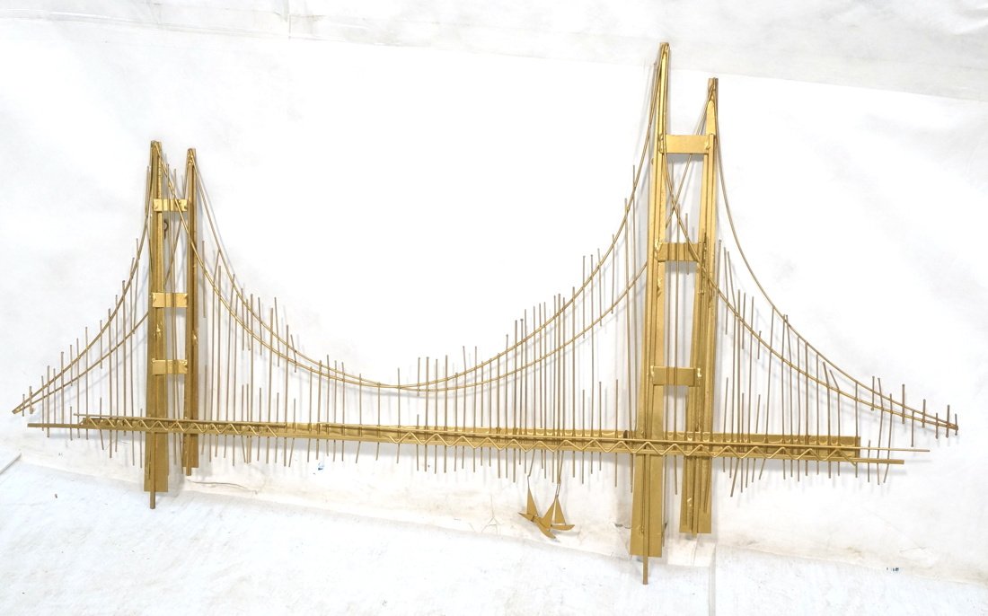 Gold painted metal bridge wall art. Jere Style. (1 of 8)