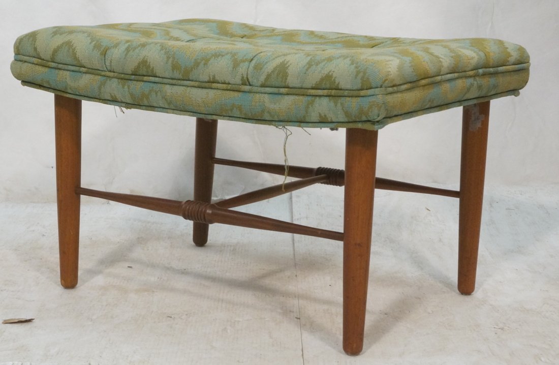 Modern Mid Century Bench Stool. Tufted green fabr (1 of 5)
