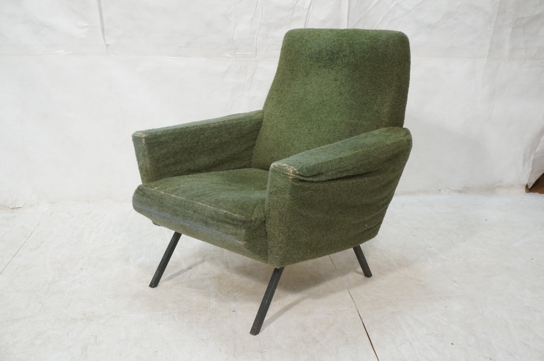 Upholstered Green Fabric Art Deco Lounge Chair. B (1 of 8)