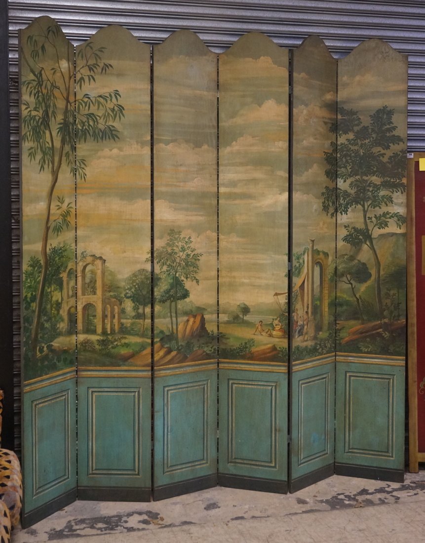 Six Panel Tall Italian Landscape Folding Screen. (1 of 10)