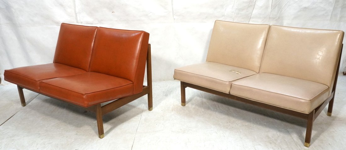 2pc JENS RISOM style Vinyl Two Seater Love Seats. (1 of 10)