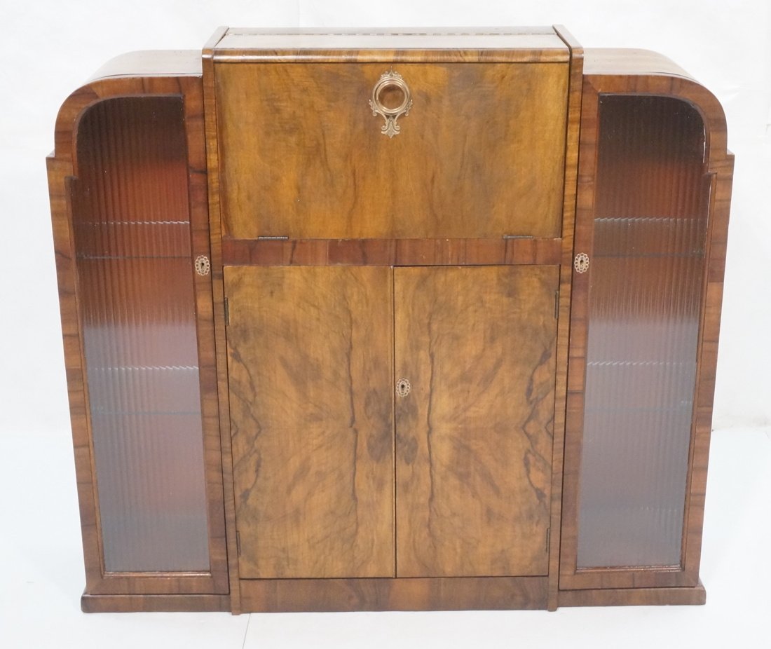 Art Deco Bar. Lift up top reveals mirrored panels: Art Deco Bar. Lift up top reveals mirrored panels. Interior shelves to bottom cabinet-- Dimensions: H: 43.5 inches: W: 46 inches: D: 12 inches ---