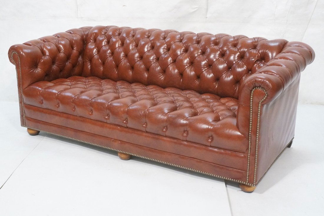 St Timothy & Co Leather Chesterfield Sofa. Burgun (1 of 8)