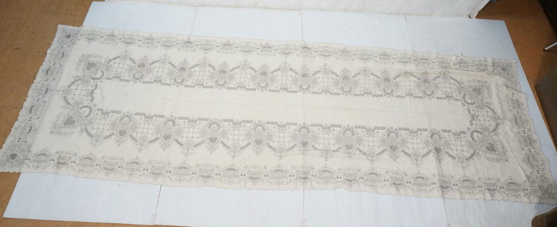 Embroidered Linen Table Cloth. D. PORTHOULB. Long (1 of 10)