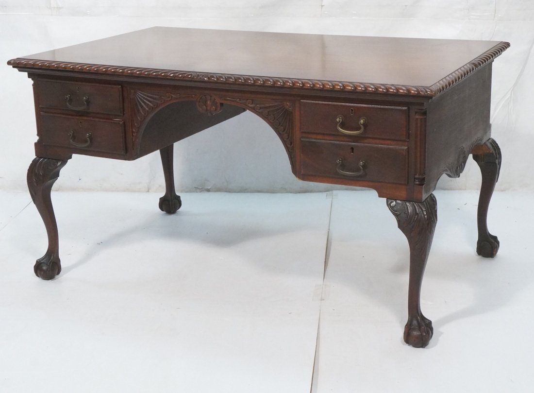 Four Drawer Desk. Carved rope trim. Carved knees (1 of 10)