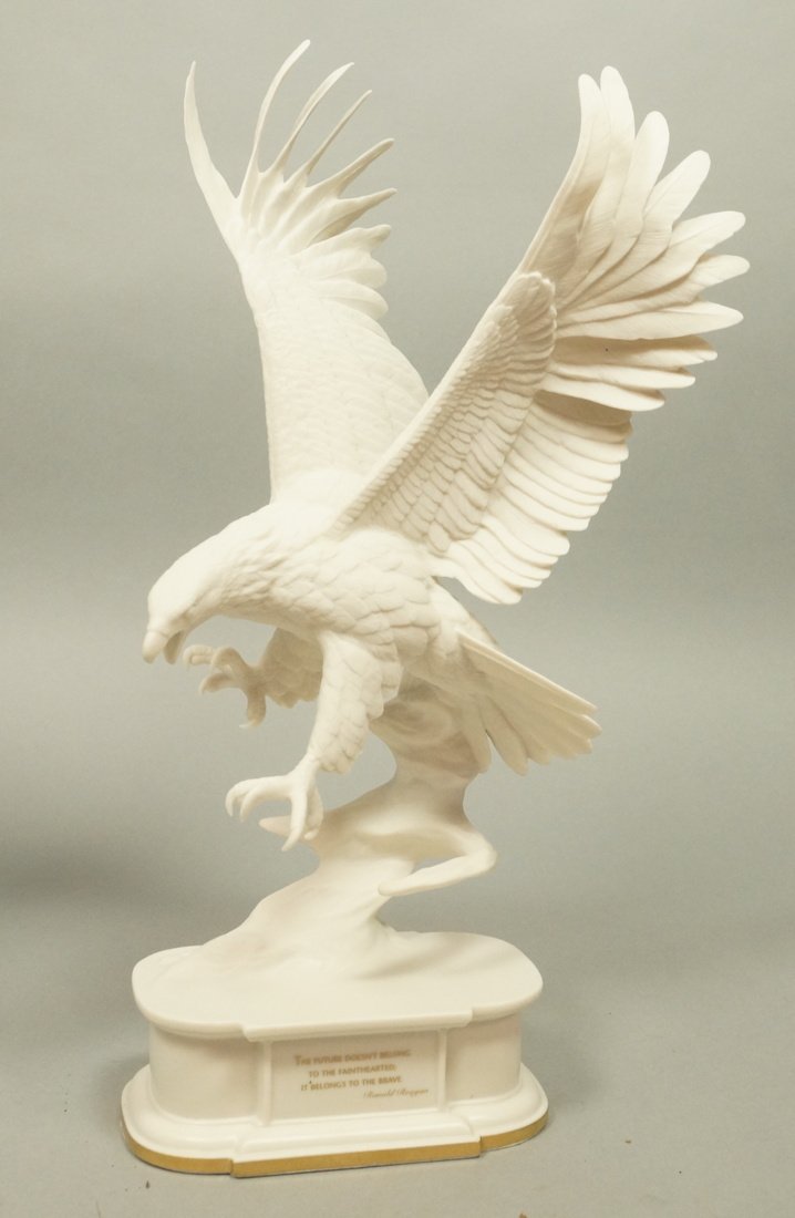 FRANKLIN MINT Porcelain Eagle Sculpture. "Brave N