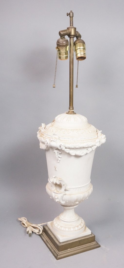 Parian Porcelain Urn Table Lamp. (1 of 9)