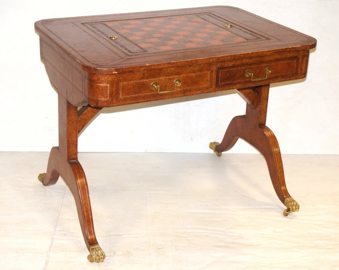 Decorator Leather Covered Game Table (1 of 10)