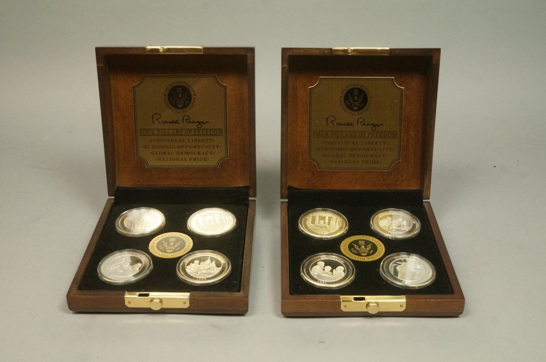 2 Sets Ronald Reagan Silver Coin Sets.  Each with (1 of 10)