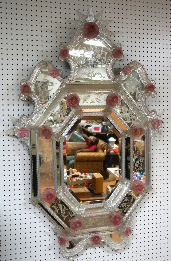 Fancy Vintage Venetian Mirror.  Etched mirror design (1 of 9)