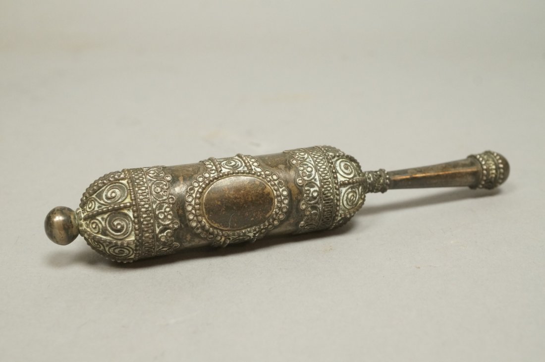 Small Judaica Torah Scroll.  Silver with wire (1 of 8)