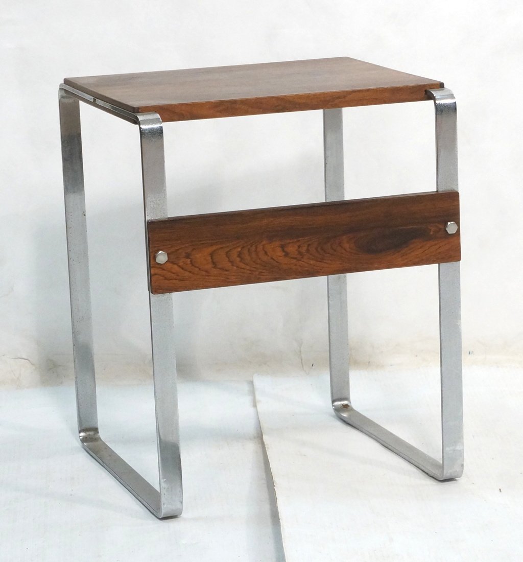 Rosewood & Chrome Small Side Table. Modernist. (1 of 8)