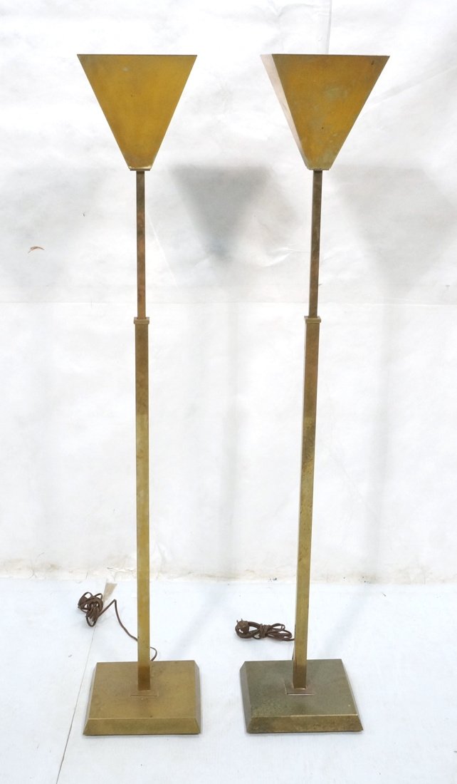 Pr CHAPMAN Brass Torchieres.  Modernist Floor Lam (1 of 10)