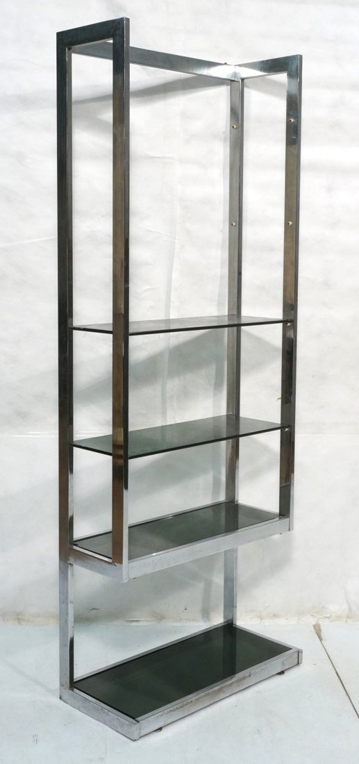 Modernist Chrome & Smoked Glass Etagere Shelf Uni (1 of 10)