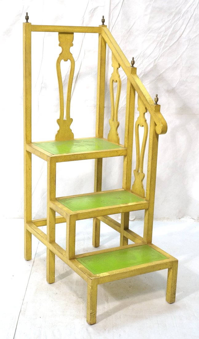Painted Stepped Plant Stand. Lime green leather s (1 of 10)