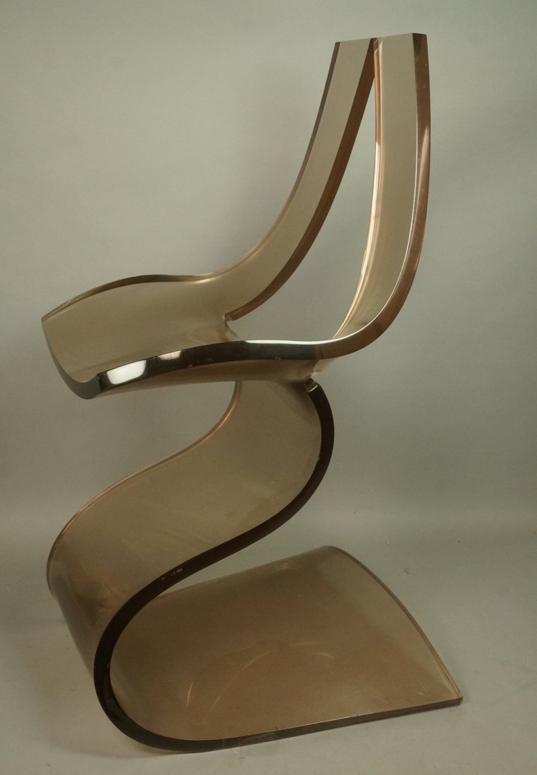 Thick Tinted Lucite Side Chair. Modernist Single (1 of 6)