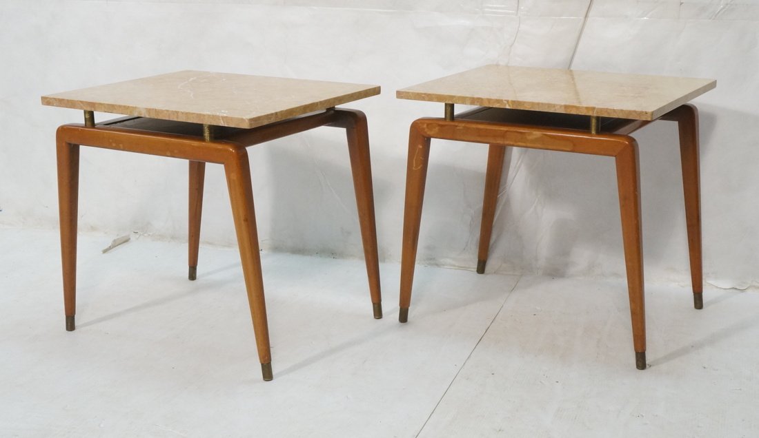 Pr ROBSJOHN GIBBINGS Marble Top Side Tables. Amer (1 of 9)