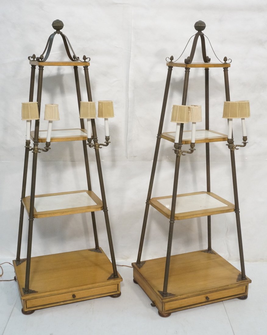 Pr Vintage Brass Obelisk Form Etageres. Each with (1 of 10)