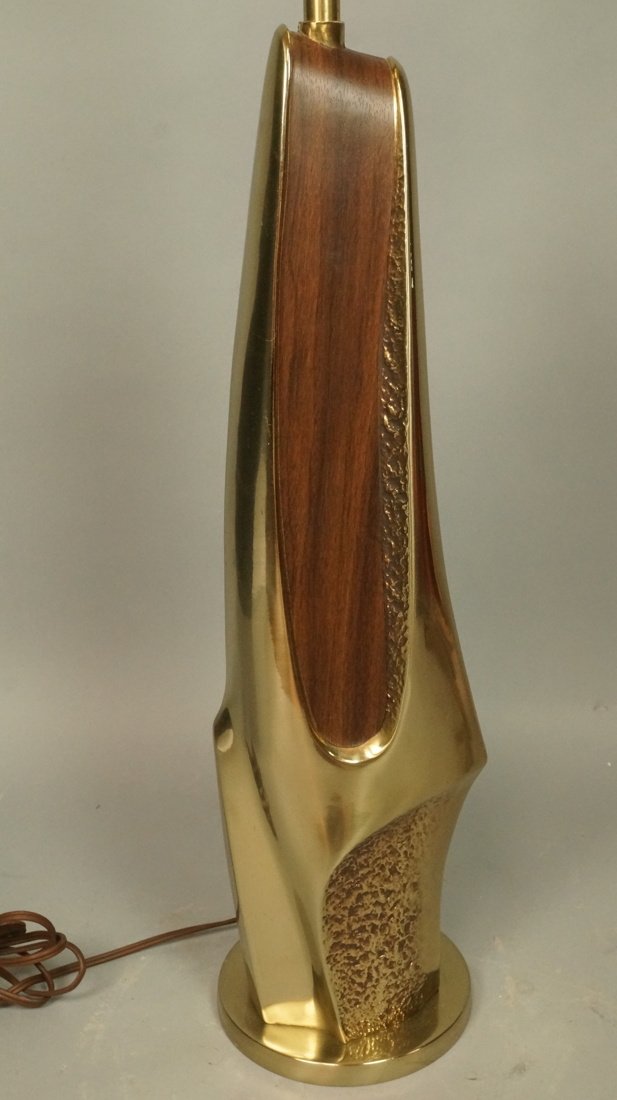 Tall LAUREL Metal Lamp. Brutalist. Walnut Veneer (1 of 8)