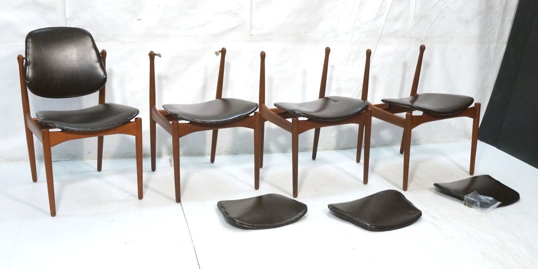 Set 4 Arne Vodder Teak Dining Chairs. Swivel Back (1 of 9)