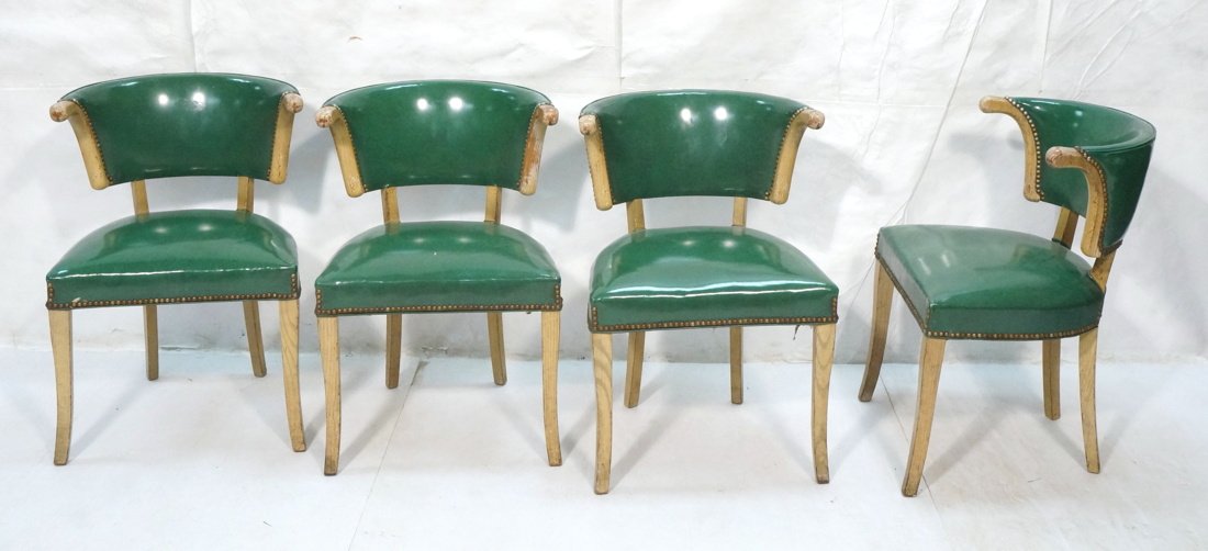 Set 4 Green Vinyl Side Chairs. Paint finish Frame (1 of 7)