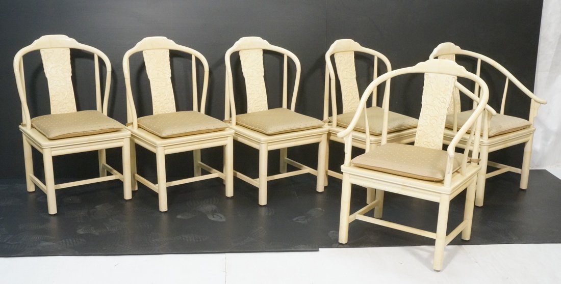 Set 6 Cream Lacquer Asian style Dining Chairs. Fa (1 of 10)