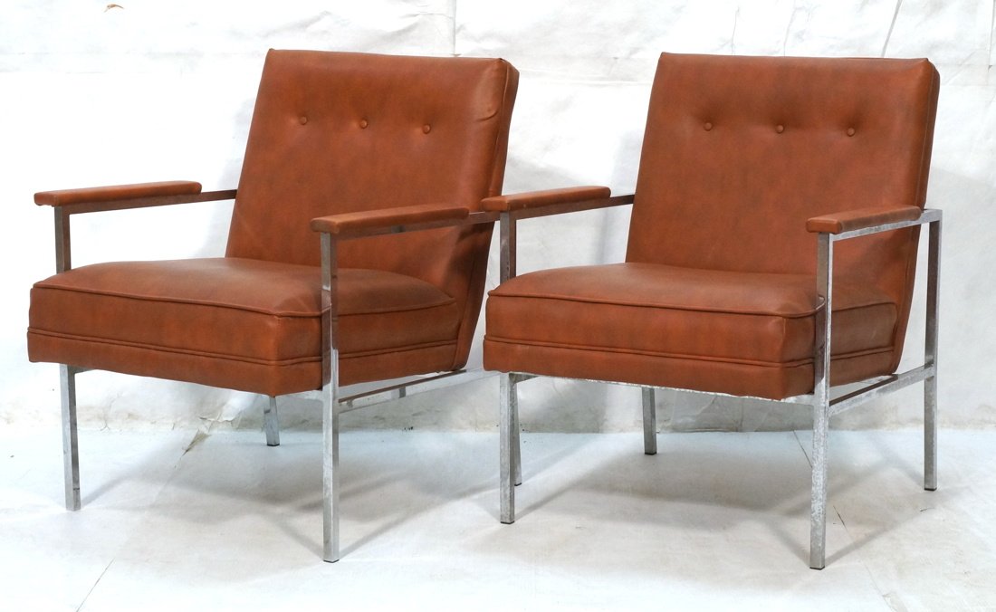 Pr Milo Baughman style Chrome Lounge Chairs. Squa (1 of 10)