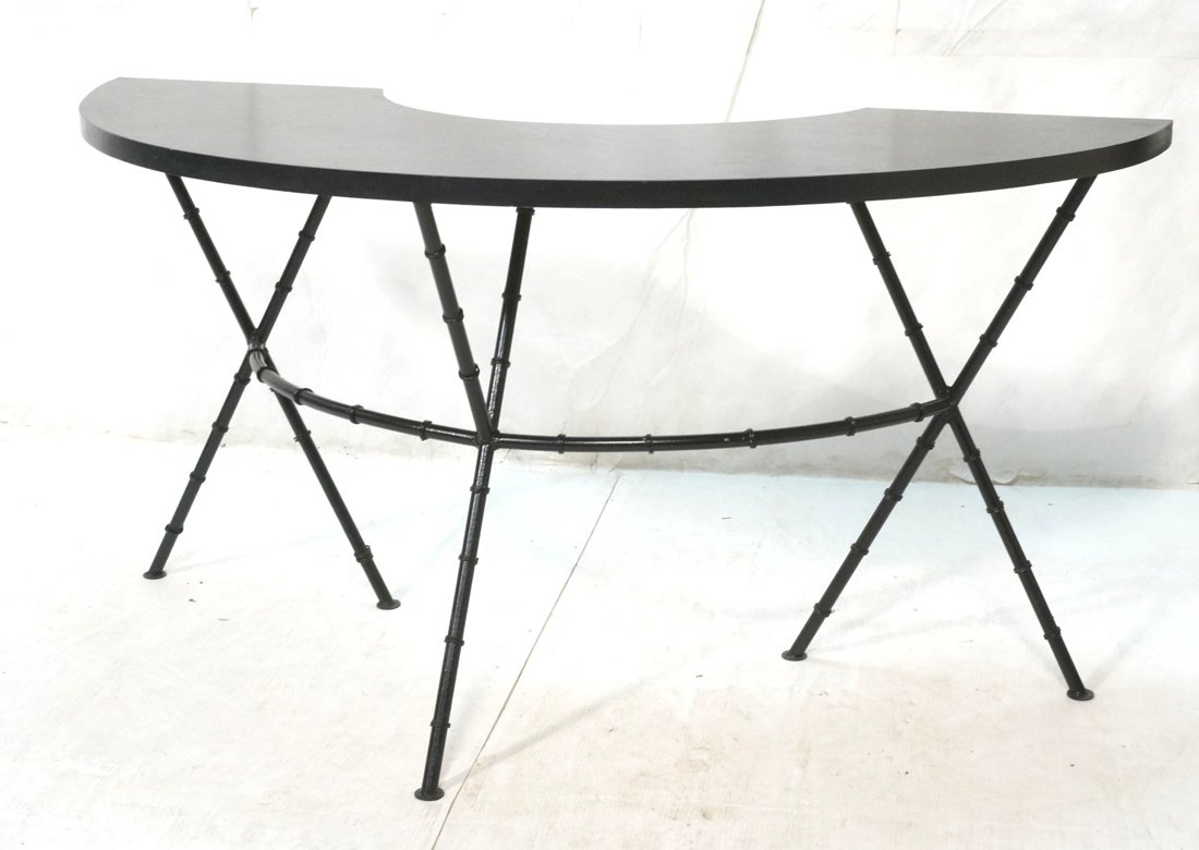 Faux Bamboo Iron Base Semi Circle Table. Faux bla (1 of 10)