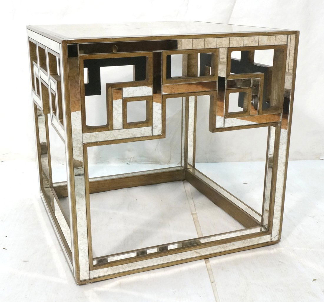 Regency style Mirrored Cube Side Tables. Antiqued (1 of 8)