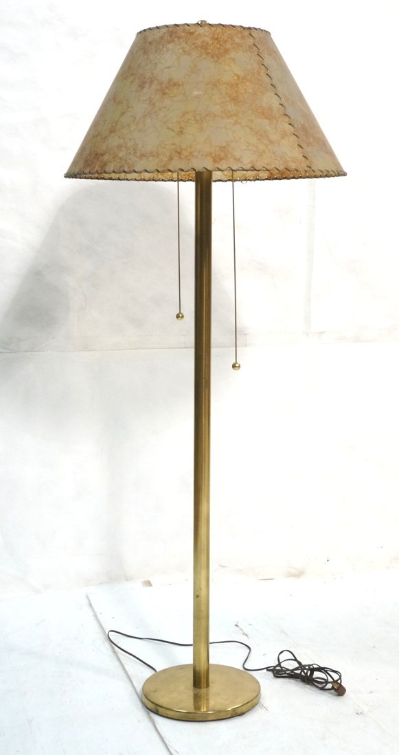 Modernist Brass Floor Lamp. Brass tube column wit (1 of 9)