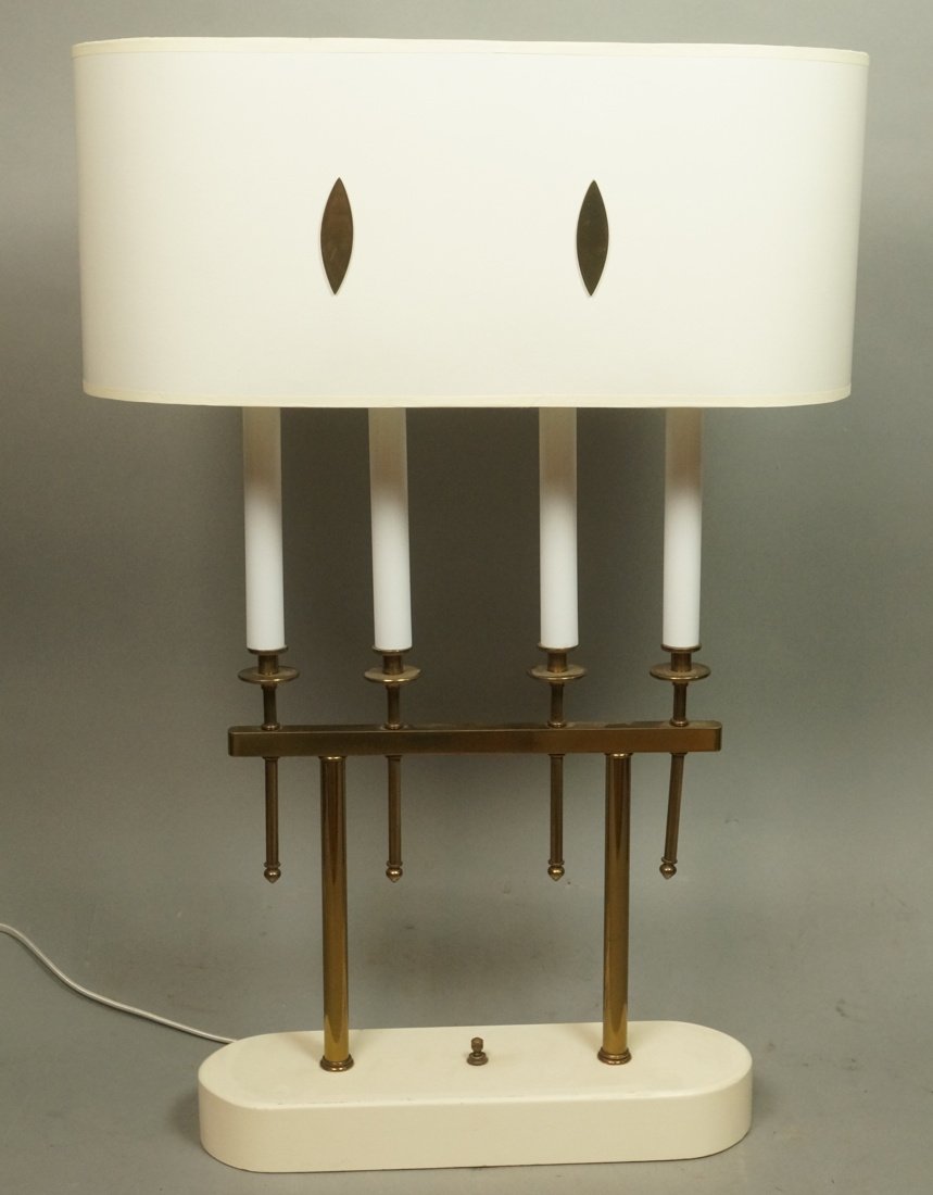 TOMMI PARZINGER style Table Lamp. Brass & White f (1 of 6)