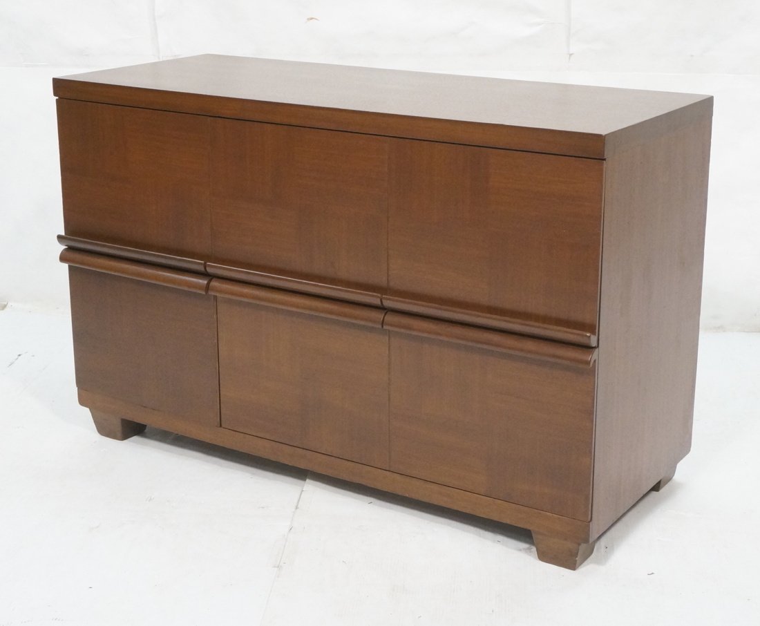 VANLEIGH Furniture Modernist Credenza. Four Drawe: VANLEIGH Furniture Modernist Credenza. Four Drawers. Office. Long horizontal wood pulls. Marked-- Dimensions: H: 32.25 inches: W: 50 inches: D: 21 inches ---