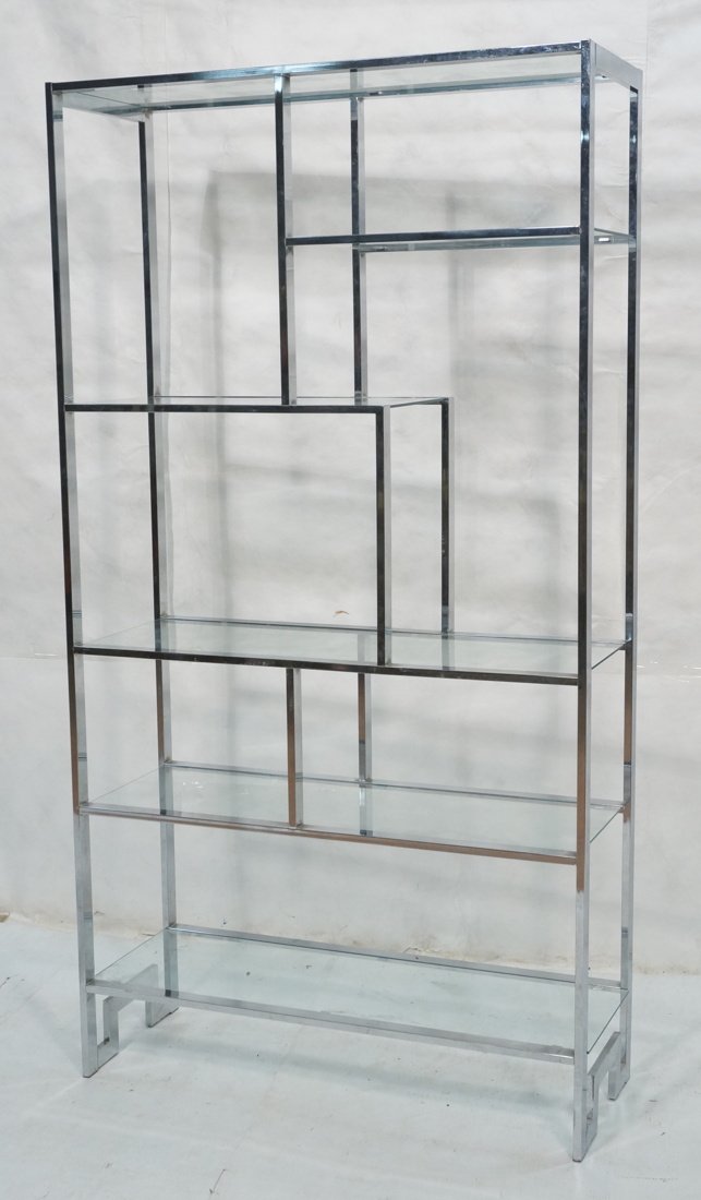 MILO BAUGHMAN style Chrome & Glass Etagere. Five (1 of 10)