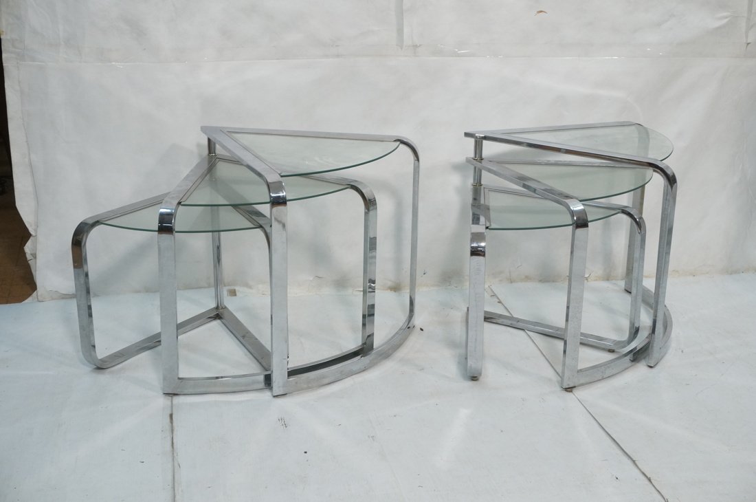 Two Sets of DIA Three Glass & Chrome Nesting Tabl (1 of 8)