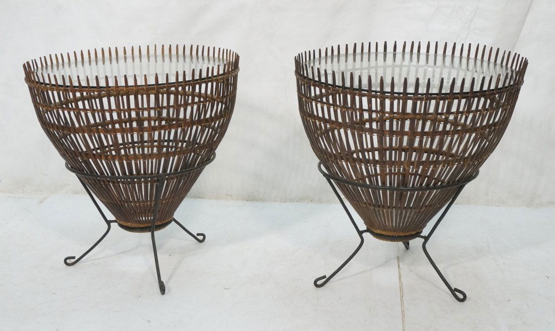 Pr Woven FRANCO ALBINI style Drum Form Table. Iro (1 of 10)