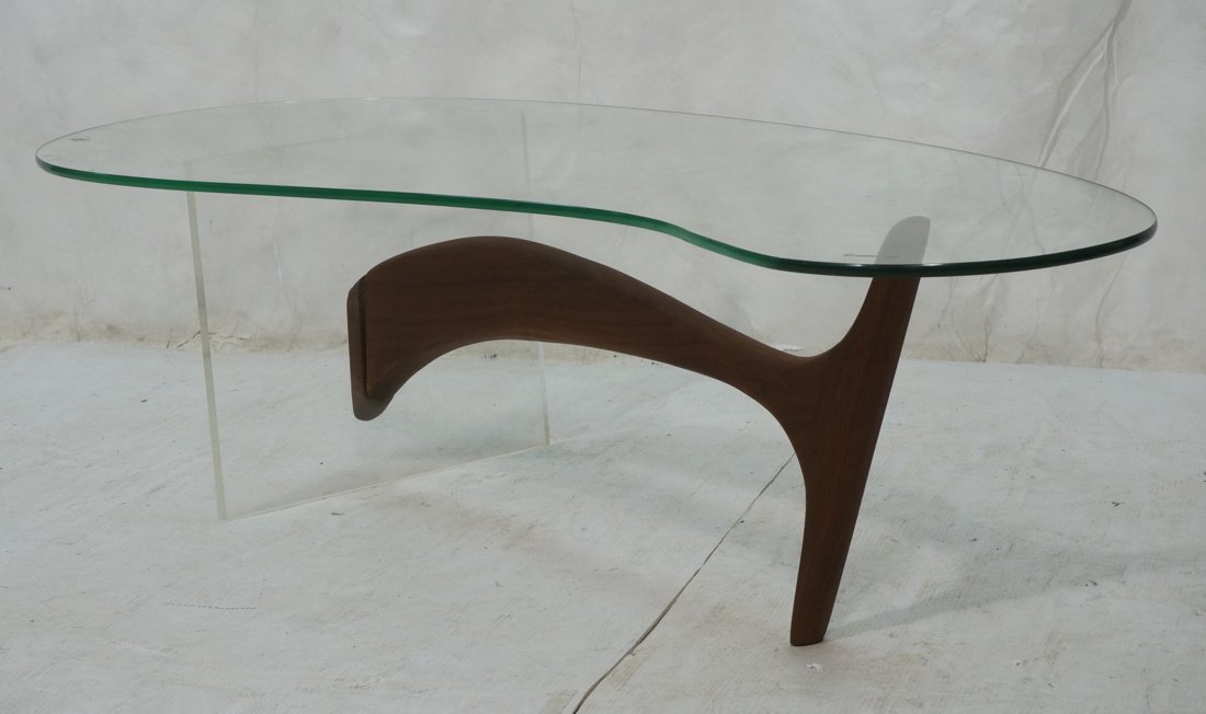 VLADIMIR KAGAN style Boomerang Table. Walnut Base (1 of 7)
