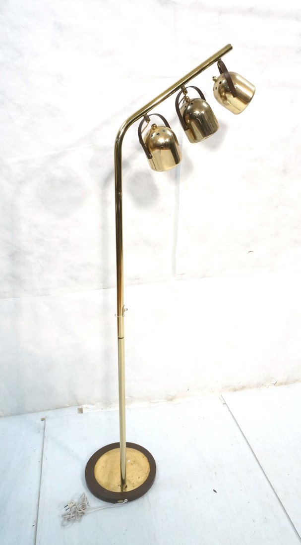 Brass Modernist Floor Lamp. Three Shades. Attribu (1 of 5)