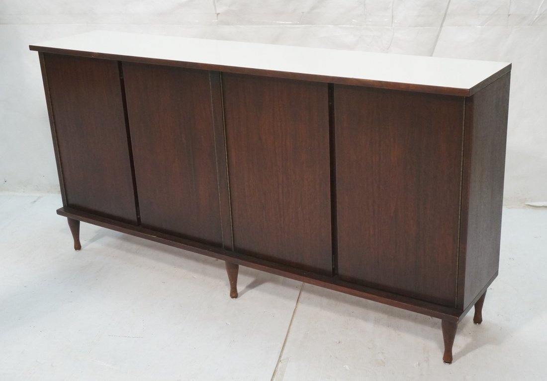 Four Door Modernist Credenza. White laminate top (1 of 7)
