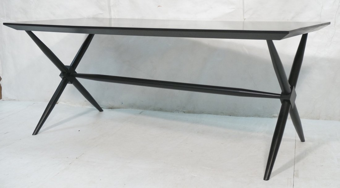 Robsjohn Gibbings Black Dining Table. "X" Base & (1 of 7)